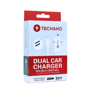 Techano Dual Car Charger with Micro USB Cable