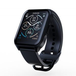 Motorola Moto M70 Smart Watch (IOS & Android) - Black & Rose Gold/White Strap