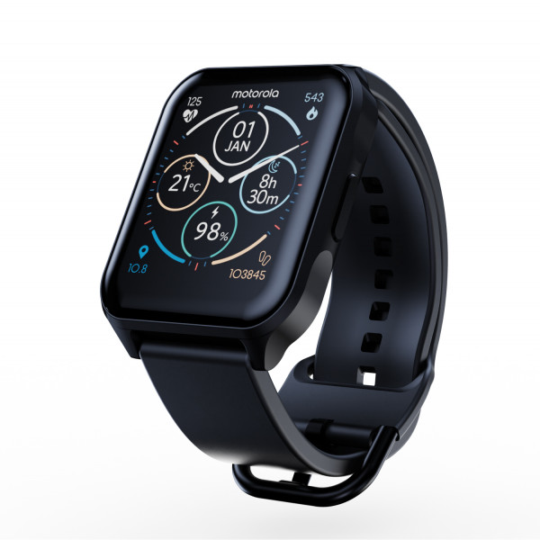 Motorola Moto M70 Smart Watch (IOS & Android) - Black & Rose Gold/White Strap